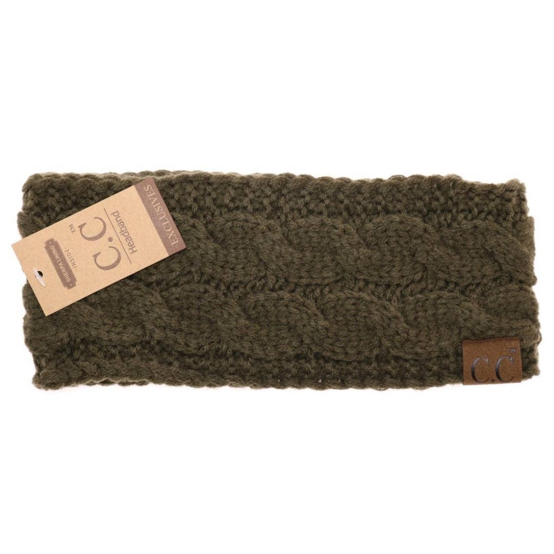 Solid Cable Knit CC Head Wrap HW20: Cocoa Berry