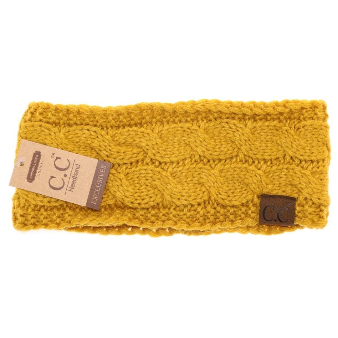 Solid Cable Knit CC Head Wrap HW20: Cocoa Berry