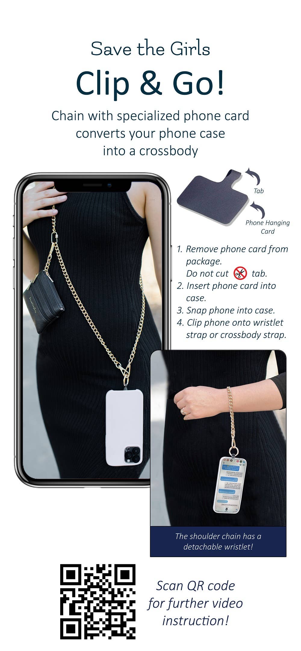 Clip & Go Crossbody Phone Accessory : Gun Metal