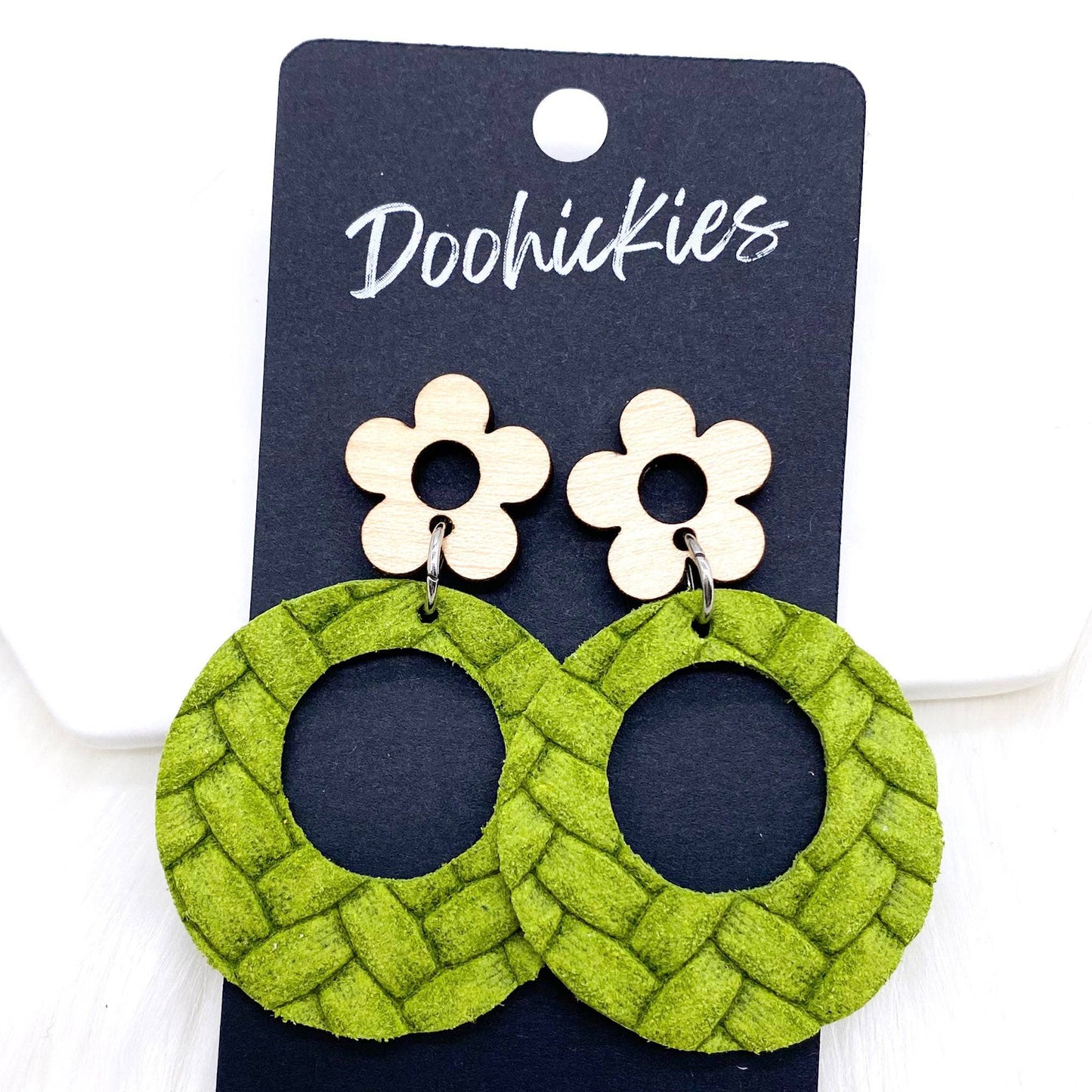 2" Birch Flower & Box Braided Lil' O Dangles- Spring Earring: Peacock Box Braided