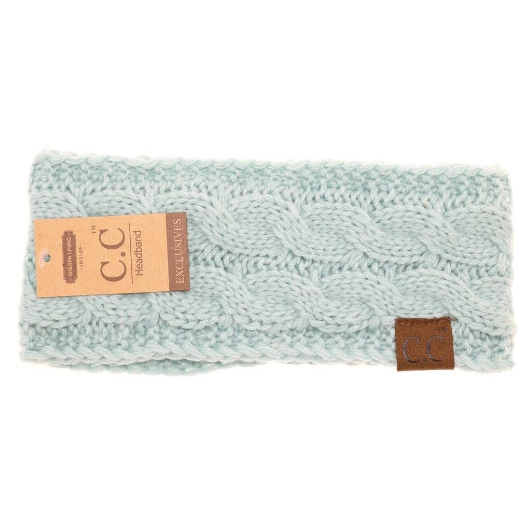 Solid Cable Knit CC Head Wrap HW20: Cocoa Berry
