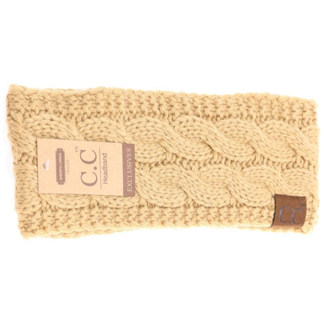 Solid Cable Knit CC Head Wrap HW20: Cocoa Berry