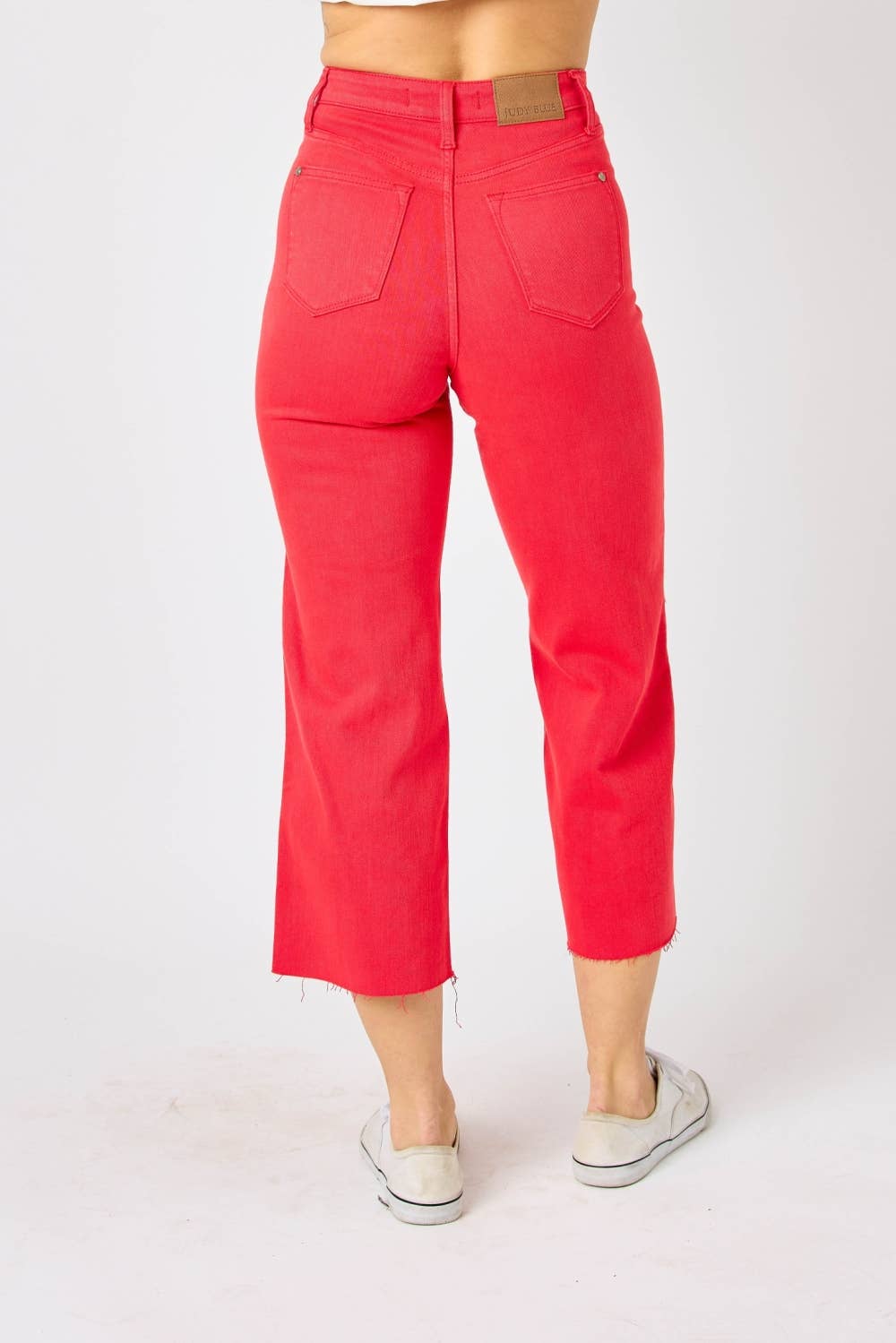 HW Garment Dyed Tummy Control Crop Wide: RED