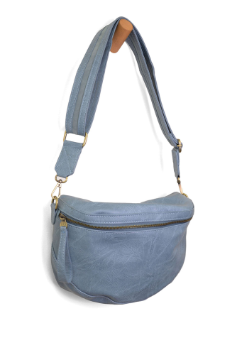 Joy Susan chambray Laura contrast strap sling belt bag