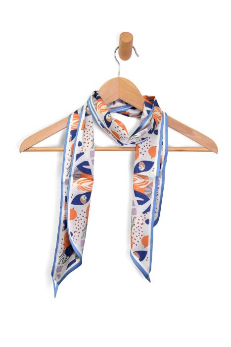 JOY SUSAN Blue Leafy Double Sided Scarf