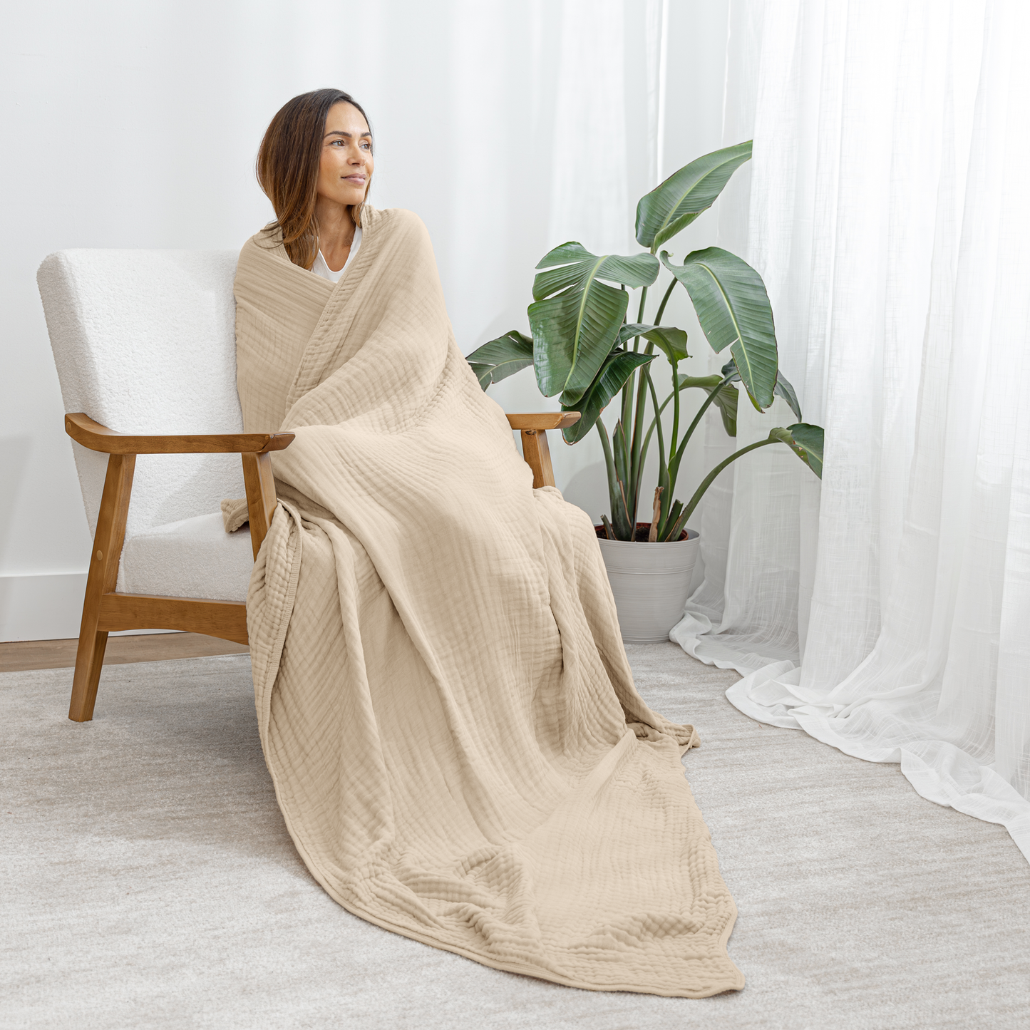 Adult Muslin Cotton Blankets by Comfy Cubs: King: 108" x 90" / Blush