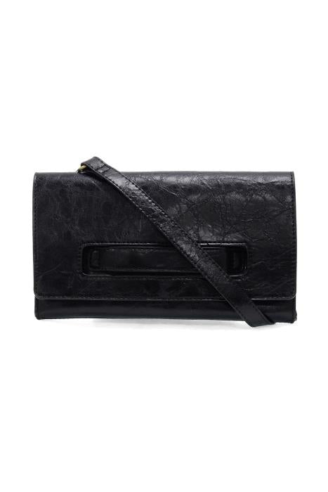 Joy Susan Caterina Handle Clutch. Black