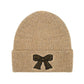 Rhinestone Ribbon Bow Embellishment C.C Beanie HTE0150: Lt. Grey