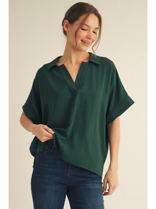 Jodfil Hunter Green V-neck, dolman sleeve