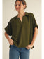 Jodfil Olive Green V-neck, dolman sleeve