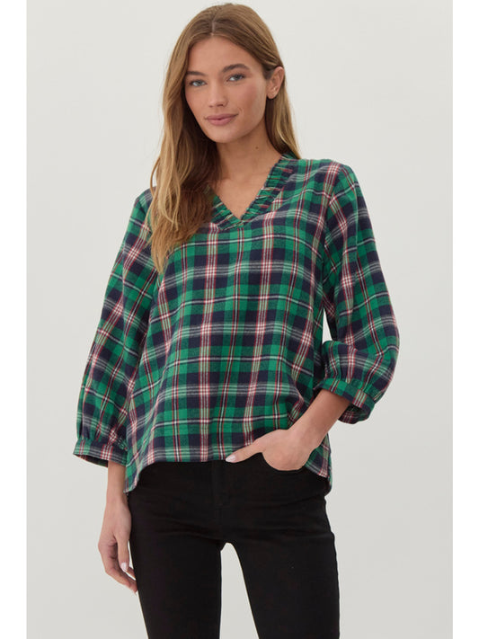 Jodifl Plaid Blouse Green