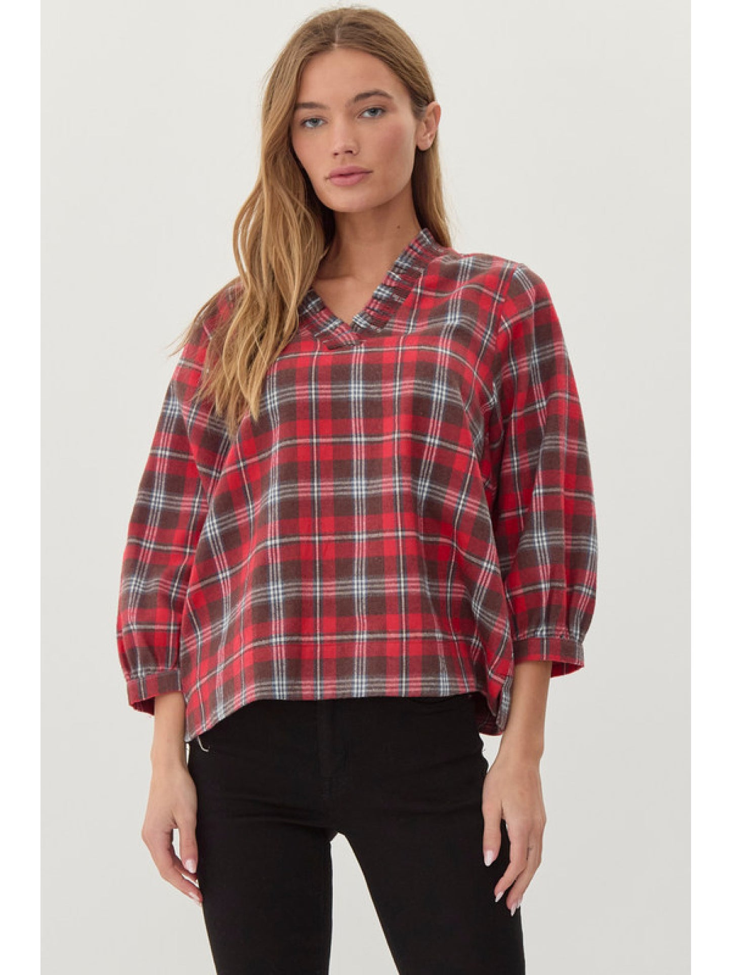 Jodifl Plaid Blouse Red