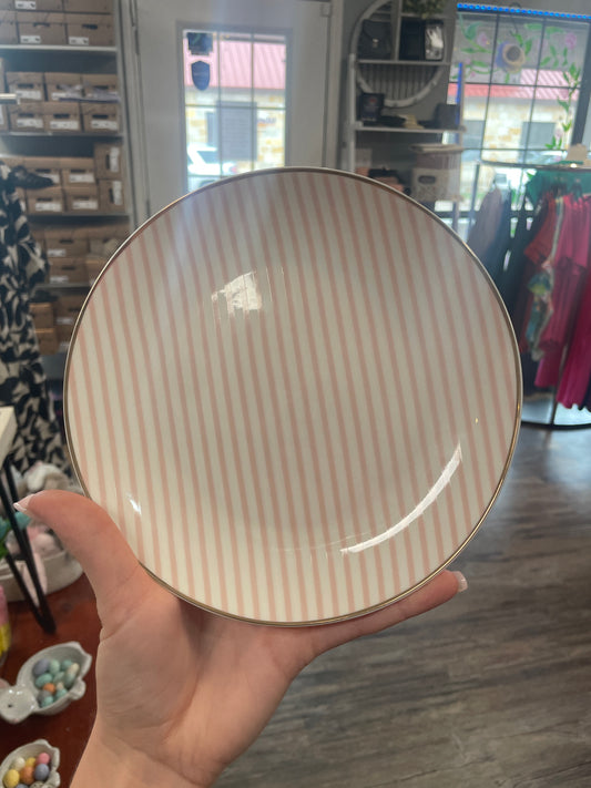 Pink stripe appetizer plate Mary square
