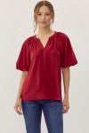 Jodifl Balloon Sleeved Blouse - Burgundy