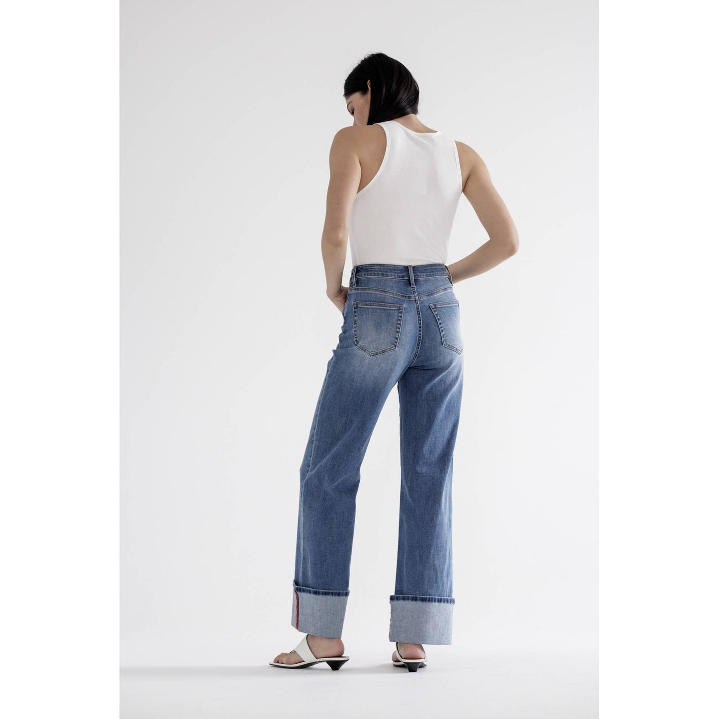 Mica HIGH RISE WIDE LEG WITH CUFF HEM: PORTO BLUE / 24