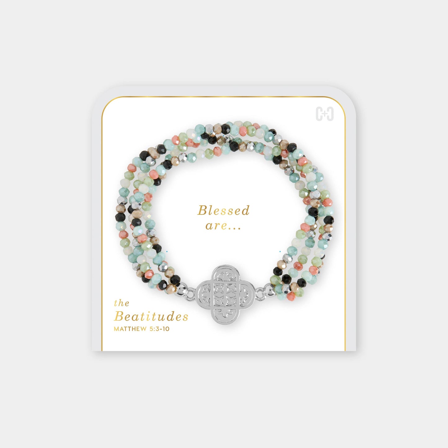 Beatitudes Gather Cross Bracelet: Silver / Stretch