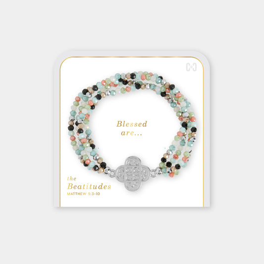 Beatitudes Gather Cross Bracelet: Silver / Stretch