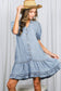 Ruffle Hem Tencel Chambray Midi Dress