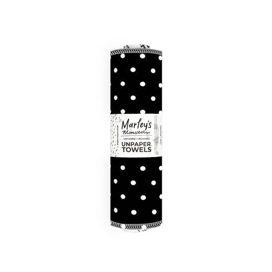 UNpaper® Towels: Prints - Case of 6 | Reusable Paper Towels: Black & White Polka / 12-Pack