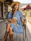 Ruffle Hem Tencel Chambray Midi Dress