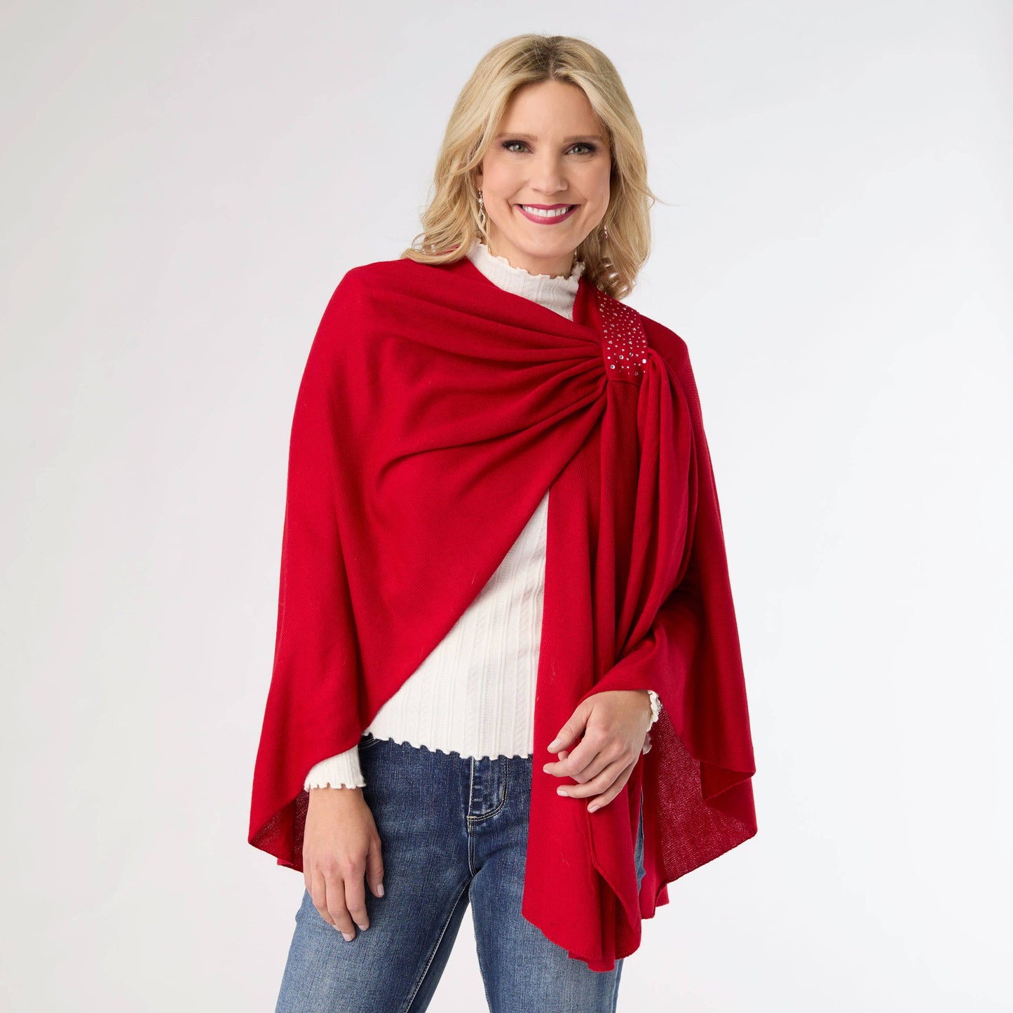 Kiara Pull Thru Wrap with Embellishment: Red