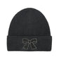 Rhinestone Ribbon Bow Embellishment C.C Beanie HTE0150: Ivory