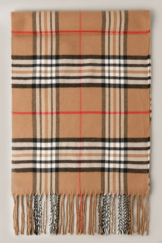 Giant Check Cashmere Feel Muffler Scarf: 07-2/LT.BROWN / One Size
