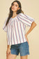 USA INSPIRED STRIPE BLOUSE TOP - 7163T: White / S