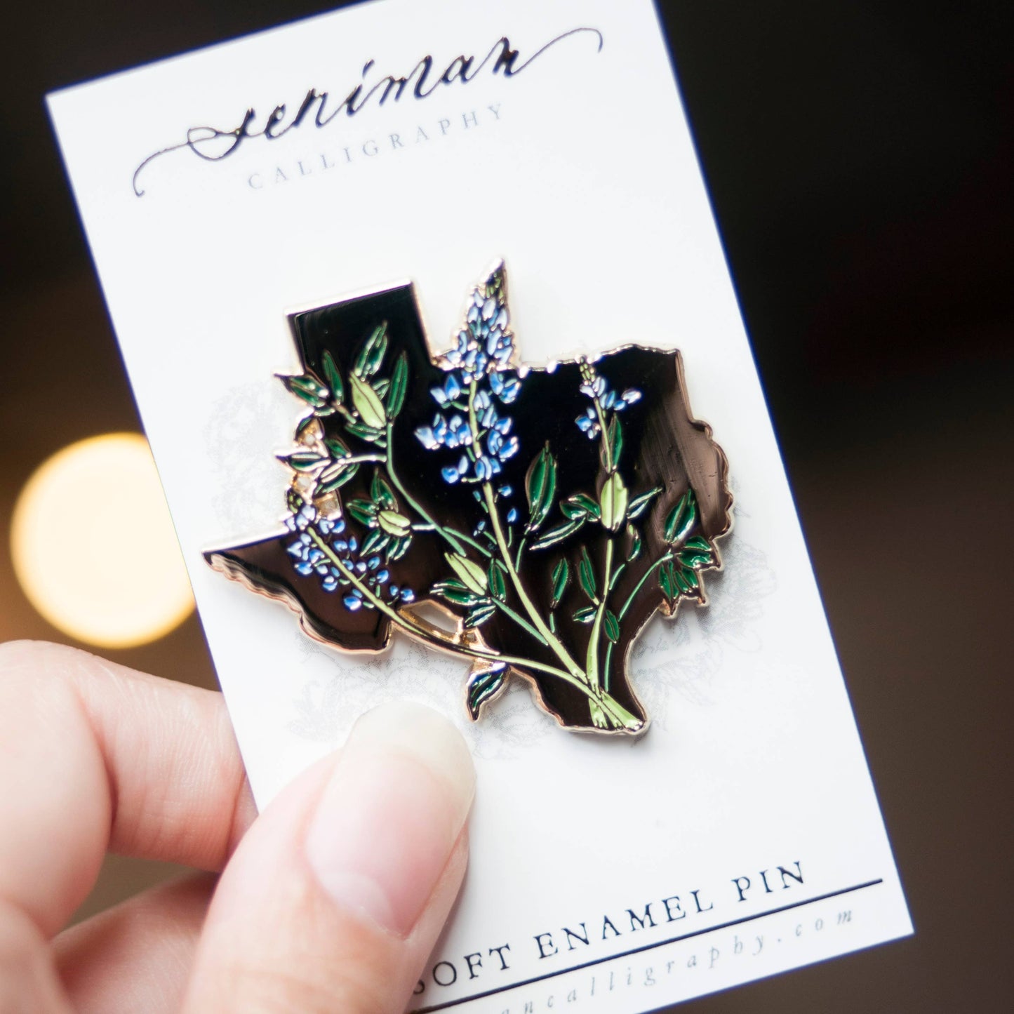 Texas Bluebonnet Gold Enamel Pin