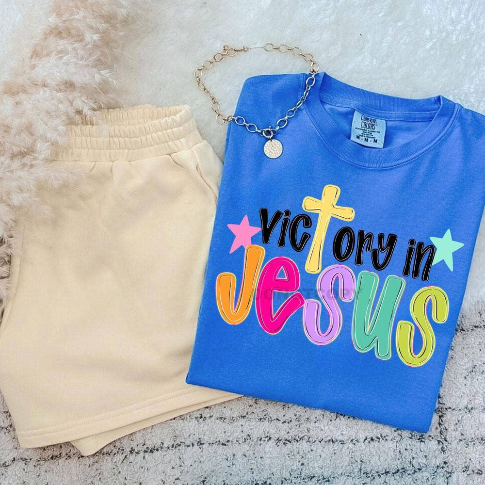 Victory In Jesus DTF Heat Transfer: Adult