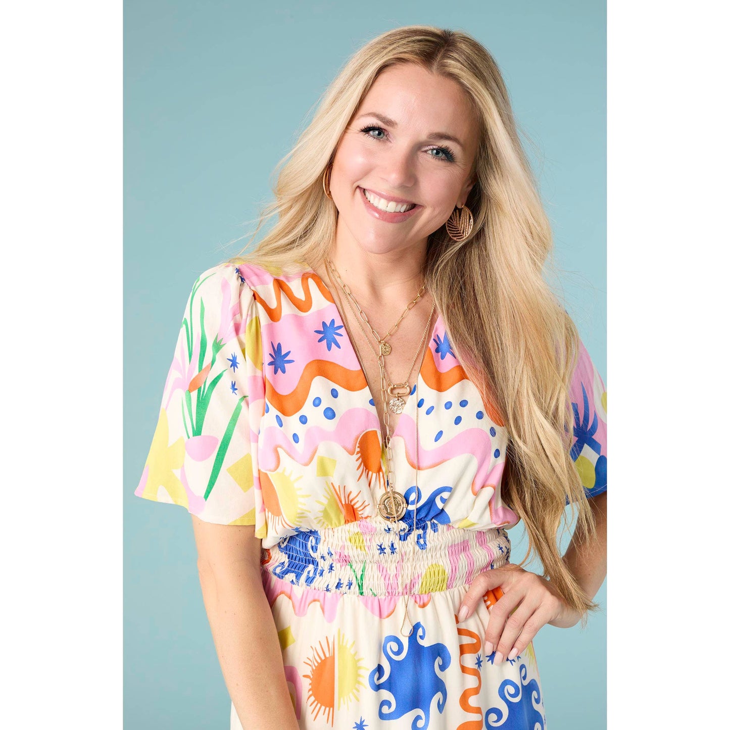 Picasso Short Sleeve Maxi Dress: Summerfest