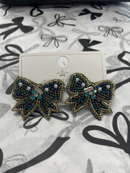 Royal Standard blue bow earrings