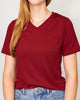 Highlands V-Neck Pocket Tee Dark Red