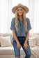 Frayed Trim Denim Button Top: DENIM