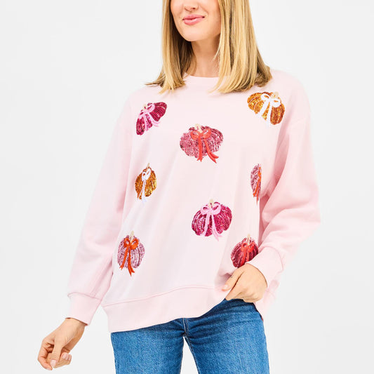 Mary Square Sweatshirt w/Pumpkin Bows