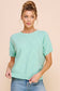 Short Sleeve Diamond Pointelle Top: Coral Rose