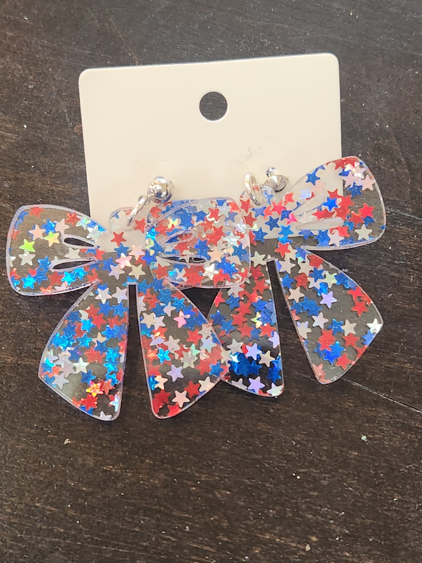 Bow Earrings red white and blue