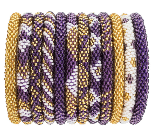 Roll-On® Bracelet Purple and Gold Beaded Bracelets