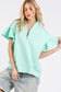 SCUBA HALF ZIP UP RUFFLE SLEEVE TOP: CREAM
