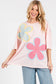 WASHED FLORAL PATCHWORK OVERSIZED TEE: DUSTY BLUE