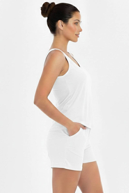 Comfy Tank Top & Shorts Set: White