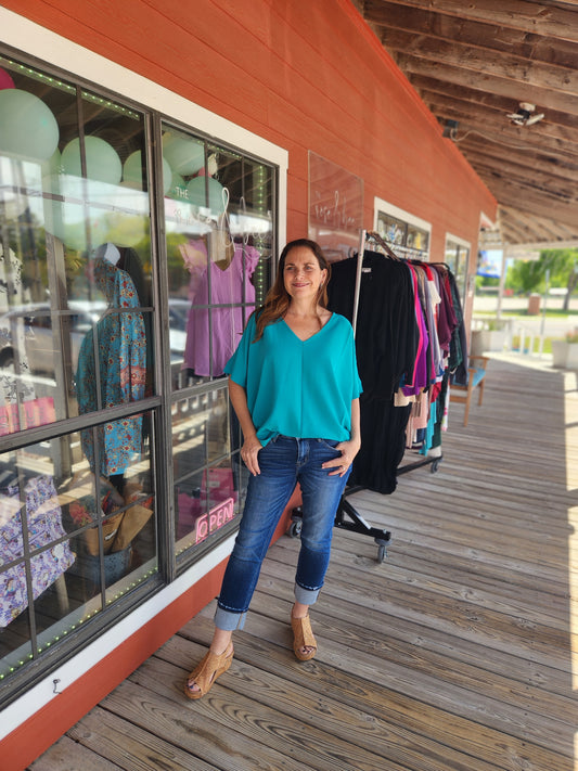 Zenana Airflow Dolman Sleeve Lt Teal