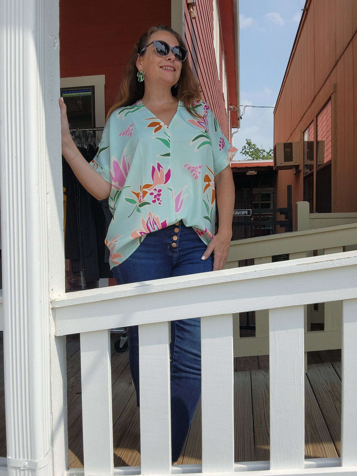 Jodifl Mint Floral Blouse