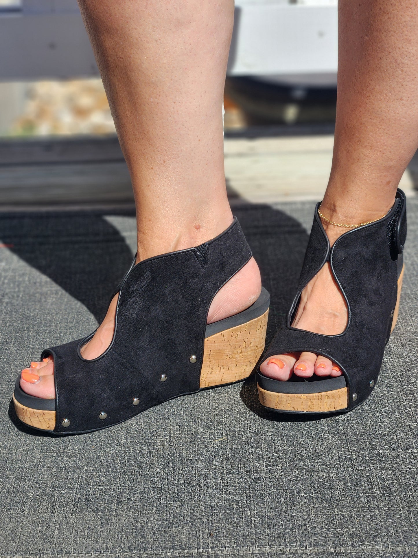 Corkys Frisky Black Faux Suede