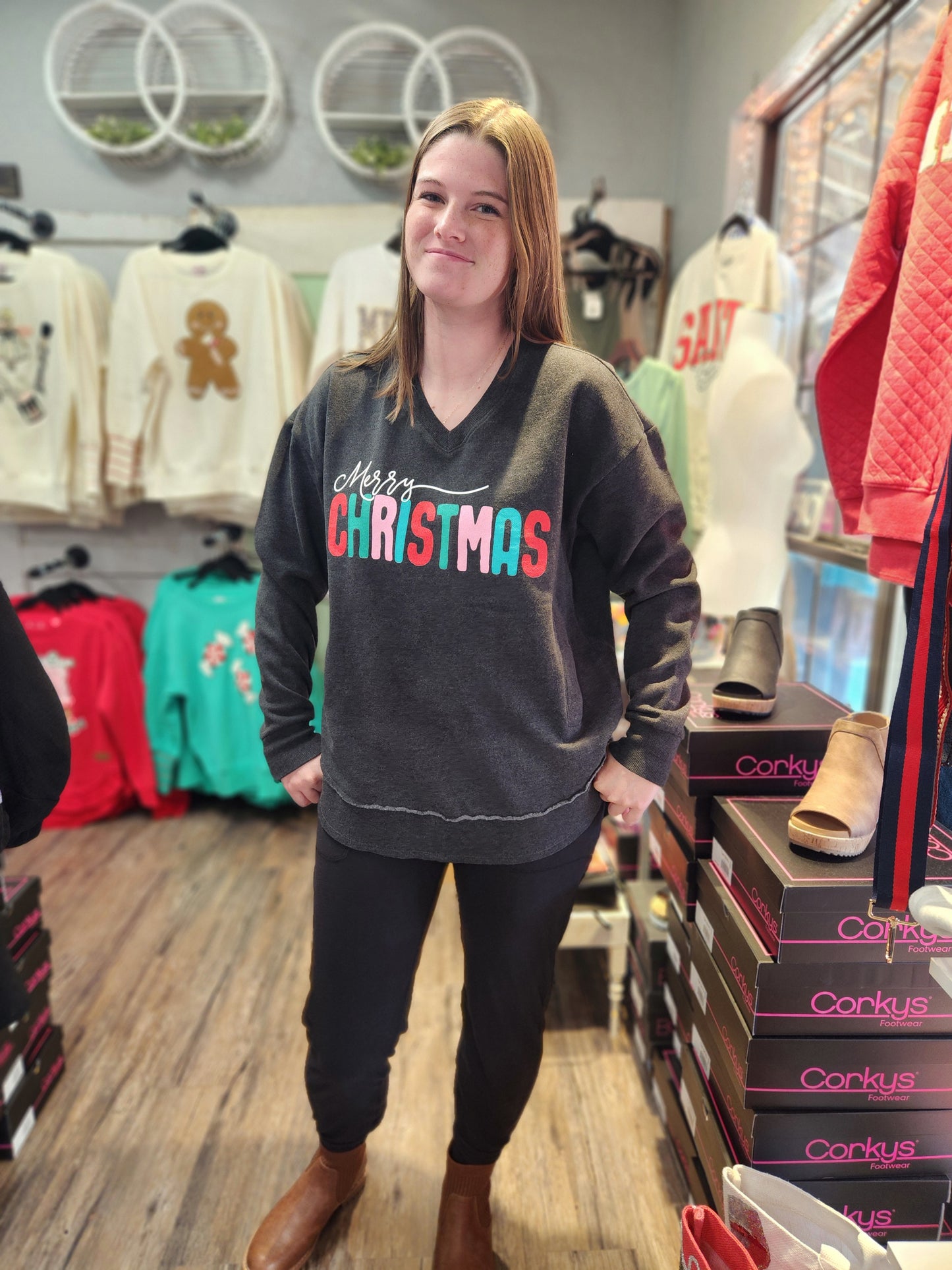 Royce Colorful Merry Christmas Sweatshirt with pockets!