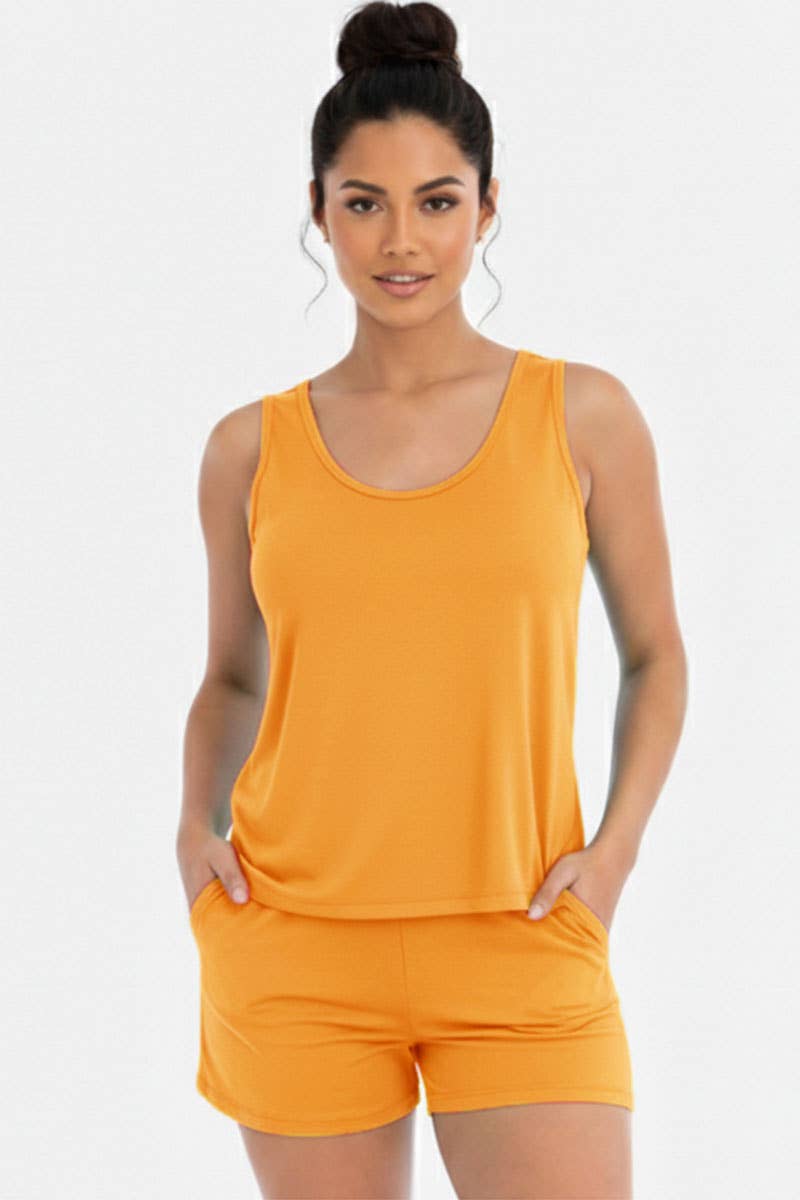 Comfy Tank Top & Shorts Set: Taupe / M