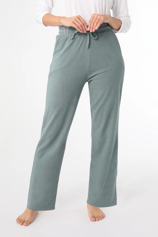 Weekend Brushed Wide Leg Pant Hazy Blue