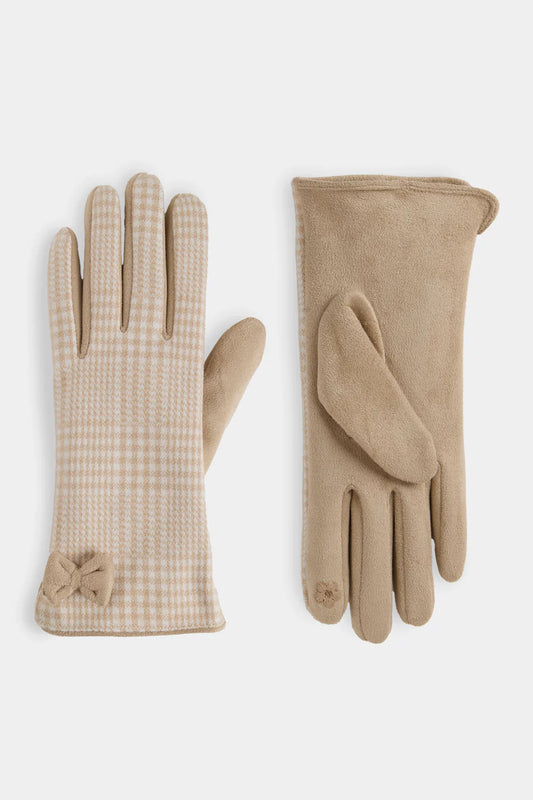 Darling Bow Houndstooth Touchscreen Gloves