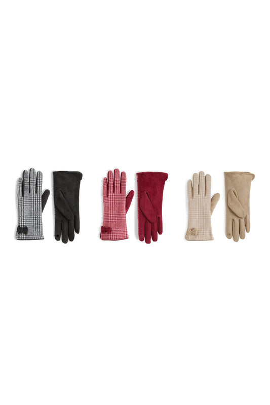 Darling Bow Houndstooth Touchscreen Gloves