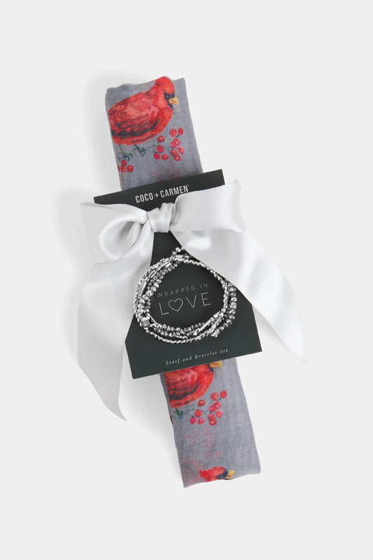 Cardinal Scarf + Bracelet Set